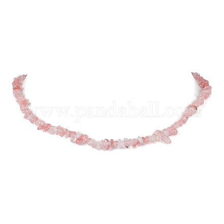 Collier de perles en verre de quartz cerise synthétique NJEW-JN04615-02-1