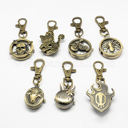 Retro Keyring Accessories Alloy Mixed Style Watch for Keychain WACH-R009-020AB-1