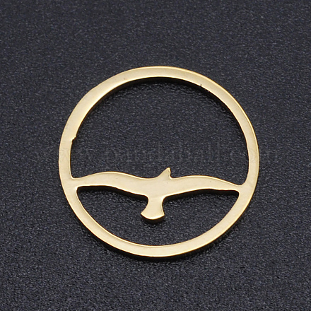 201ステンレス鋼リンクリング  鳥と環  ゴールドカラー  15x1mm STAS-N090-JN841-2-1