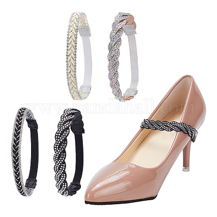 Gomakerer 4 комплект 4 стильных блестящих плетеных шнурка со стразами для обуви на высоком каблуке AJEW-GO0001-06-1