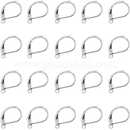 NBEADS 50 Pcs Lever Back Earrings French Hook Ear Wire Open Loop for Jewellery Making STAS-NB0004-08P-1