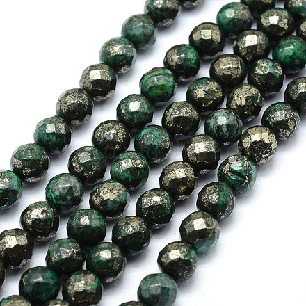 Dyed Natural Pyrite Beads Strands G-F582-C04-1