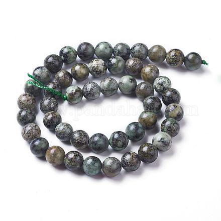 Brins de perles turquoises africaines naturelles (jaspe) G-D809-02-6mm-1