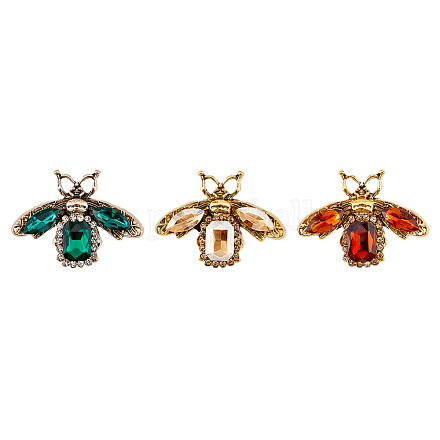 Superfindings 3pcs 3 couleurs strass abeille broche broche JEWB-FH0001-28-1