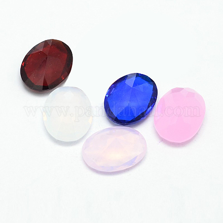 Faceted Oval Glass Rhinestone Cabochons GLAA-P010-18mm-03-1