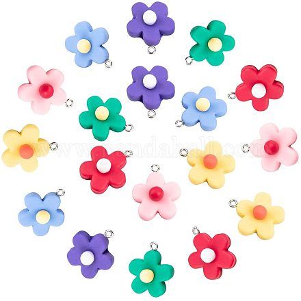 NBEADS 120 Pieces Flower Pendant Charms RESI-NB0001-10-1
