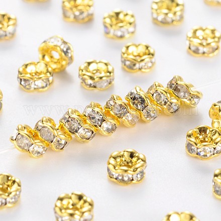 Brass Rhinestone Spacer Beads RB-A014-L4mm-01G-NF-1