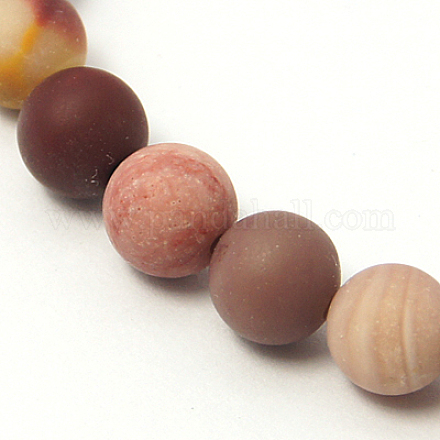 Chapelets de perles en mokaite naturel G-I004-6mm-01-1