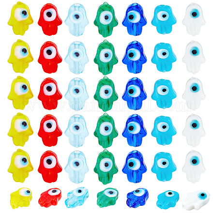 Nbeads 42pcs 7 Farben handgemachtes böses Auge Bunte Malerei Perlenstränge LAMP-NB0001-48-1
