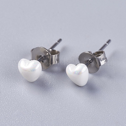 Aretes de perlas de concha electrochapada EJEW-I209-06-5mm-1