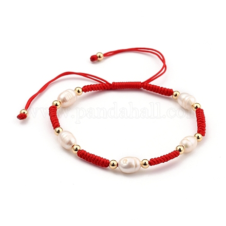 Bracelets de perles tressées en fil de nylon ajustable BJEW-JB05384-01-1