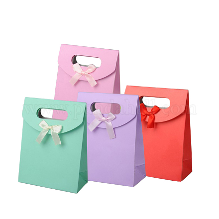 Bolsas de regalo de papel con diseño bowknot de la cinta X-CARB-BP024-M-1