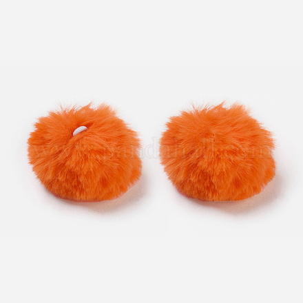 Colgantes cubiertos de bola de pompón de piel de conejo de imitación hecha a mano WOVE-F021-B03-1