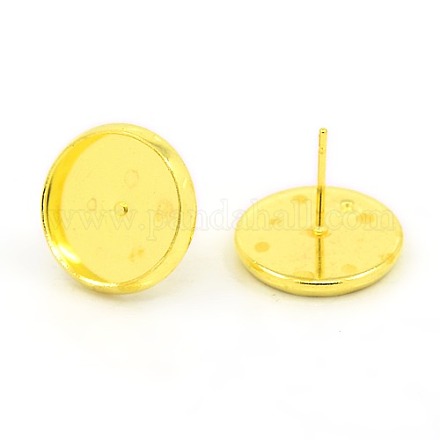 Golden Metal Color Brass Ear Studs Settings X-IFIN-Q005-G-1