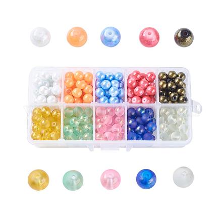 10 couleurs vaporisées perles de verre peintes DGLA-JP0001-03-1