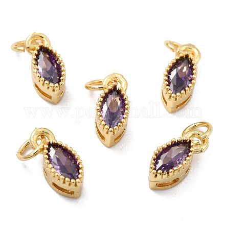 Real 18K Gold Plated Brass Micro Pave Cubic Zirconia Charms ZIRC-L100-078G-08-1