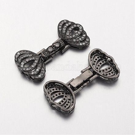 Long-Lasting Plated Brass Micro Pave Cubic Zirconia Fold Over Clasps ZIRC-P048-05B-1