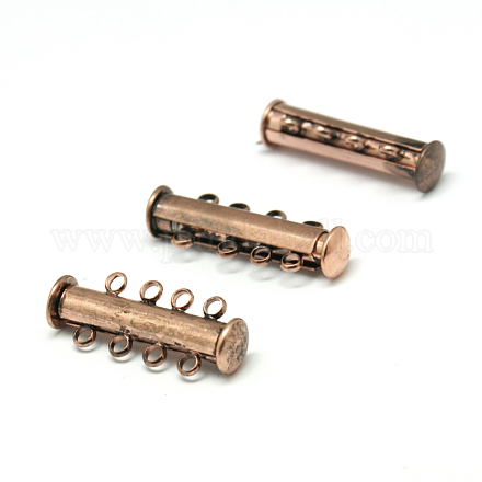 4-Strands 8-Holes Tube Brass Magnetic Slide Lock Clasps KK-D474-R-NF-1