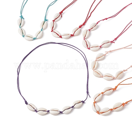 6 Stück 6-farbiges natürliches Kauri-Muschel-Perlen-Halsketten-Set für Frauen NJEW-JN04590-1