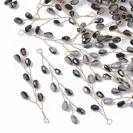 Semillas de vidrio perlas grandes colgantes envueltos en alambre FIND-S306-14B-1