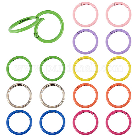 Pandahall elite 16 piezas 8 colores anillos de puerta de resorte de aleación pintados con aerosol FIND-PH0009-67-1
