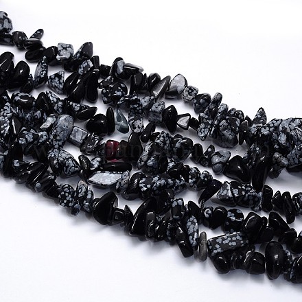 Natural Snowflake Obsidian Beads Strands G-O049-C-44-1