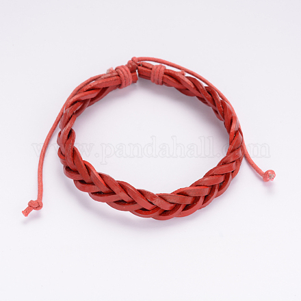 Pulseras cordón de cuero trenzado ajustable BJEW-I227-02C-1