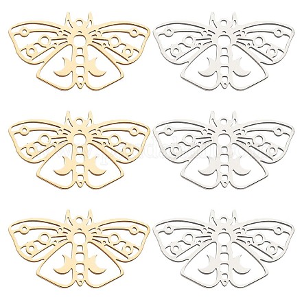 SUNNYCLUE 1 Box 12Pcs Moth Charm Moth Charms Bulk Stainless Steel Hollow Charm Moon Phase Lucky Energe Charm Lunar Butterfly Charm for Jewelry Making Charms Women DIY Craft Bracelet Necklace Earrings STAS-SC0005-11-1
