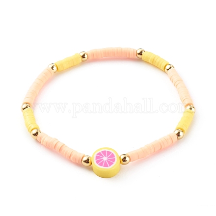 Bracelets extensibles perlés heishi en pâte polymère à la main BJEW-JB06142-05-1
