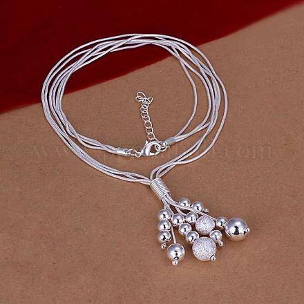 Popular Silver Plated Brass 3-strand Snake Chain Necklaces NJEW-BB12819-1
