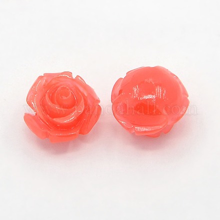 Perles roses de fleur de 3D en corail synthétique X-CORA-A006-8mm-001-1