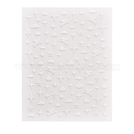 ネイルステッカーデカール  自己接着  ネイルチップの装飾用  スター  ホワイト  10.1x7.9x0.04cm MRMJ-S057-003H-1