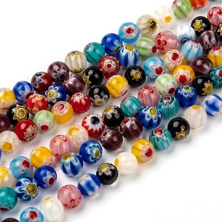 Chapelets de perles en verre de millefiori manuelles X-LK13-1