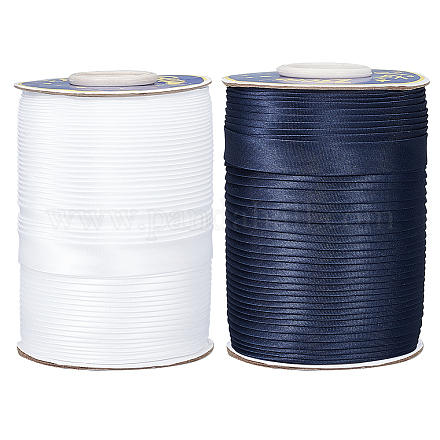 BENECREAT 2 Rolls 2 Styles Polyester Satin Ribbons OCOR-BC0006-12-1