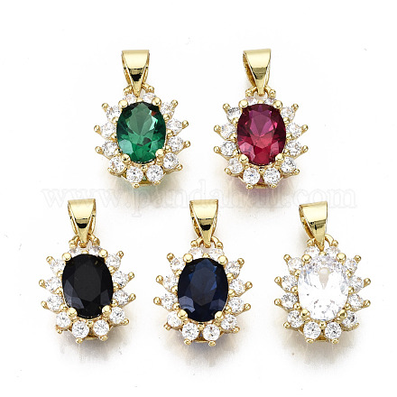 Brass Micro Pave Cubic Zirconia Charms KK-N227-53-NF-1