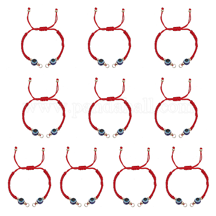 CHGCRAFT 10Pcs Adjustable Braided Nylon Thread Link Bracelets Resin Evil Eye Bracelet Resin Bead Flat Knot Half-Finished Bracelet with Brass Beads and Jump Rings for DIY Bracelet Making AJEW-CA0003-89-1
