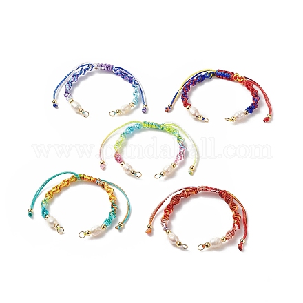 Bracelets tressés en cordon de polyester de couleur dégradée AJEW-JB01145-1