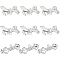 20Pcs 2 Size Bowknot Brass Brooches Findings, Platinum, 21x22x12mm, Hole: 2x3mm, 28.5x10x7mm, Hole: 1.5mm, Pin: 0.8mm, 10pcs/size