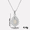 304 Stainless Steel Pave Natural White Shell Teardrop Pendant Necklaces, Stainless Steel Color, Pendant: 2.7x1.7cm