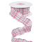 10 Yards Linen Ribbon for Sewing Decoration, Lattice, Pink, 1-5/8 inch(40mm)
