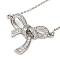Brass Micro Pave Clear Cubic Zirconia Bowknot Pendant Necklaces, Cable Chain Neckalces for Women, Lead Free & Cadmium Free, Platinum, 17.44 inch(44.3cm)