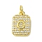 Rack Plating Brass Micro Pave Clear Cubic Zirconia Charms, Long-Lasting Plated, Lead Free & Cadmium Free, Rectangle with Letter Pattern, with Jump Ring, Real 18K Gold Plated, Letter O, 14x9.5x2mm, Hole: 3mm