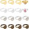 DIY Jewelry Finger Ring Making Kits, with Cuff Brass Ring Shanks and Transparent Glass Cabochons, Mixed Color, Cuff Brass Ring Shanks: Size: 8, 18mm, 36pcs/box