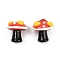 Handmade Lampwork Enamel Beads, Hand Drawn Beads, Mushroom, Black, 17.5~18.5x15~15.5mm, Hole: 1.2mm
