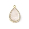 Brass Micro Pave Cubic Zirconia Pendants, with Enamel, Teardrop Charms,Rack Plating, Long-Lasting Plated, Lead Free & Cadmium Free, Real 18K Gold Plated, White, 18x11.5x3mm, Hole: 1mm