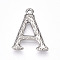 304 Stainless Steel Pendants, Letter Charms, Letter A, 21.5x17x3mm, Hole: 1.6mm
