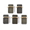 Glass Rectangle Links Connector Charms, with Brass Findings, Golden, Gray, 25.4~25x20x9.5~10mm, Hole: 1.6mm