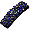 Cloth & Alloy & Glass Rhinestone Snap Hair Clips, Hair Accessories for Women & Girls, Sapphire, 90x30mm