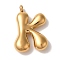 Ion Plating(IP) 304 Stainless Steel Pendants, Balloon Letter Charm, Golden, Letter K, 25.5x17x6mm, Hole: 2mm