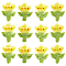 12Pcs Handmade Lampwork Beads, Tulip, Yellow, 21.5~22.5x18~18.5x7mm, Hole: 1.5mm